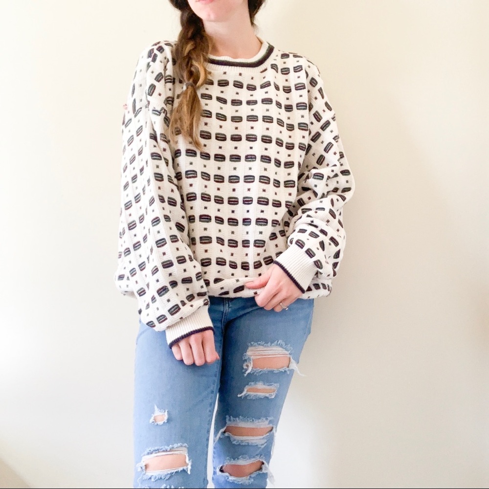 Vintage Oversized Chunky Knit  Grandpa Sweater XL